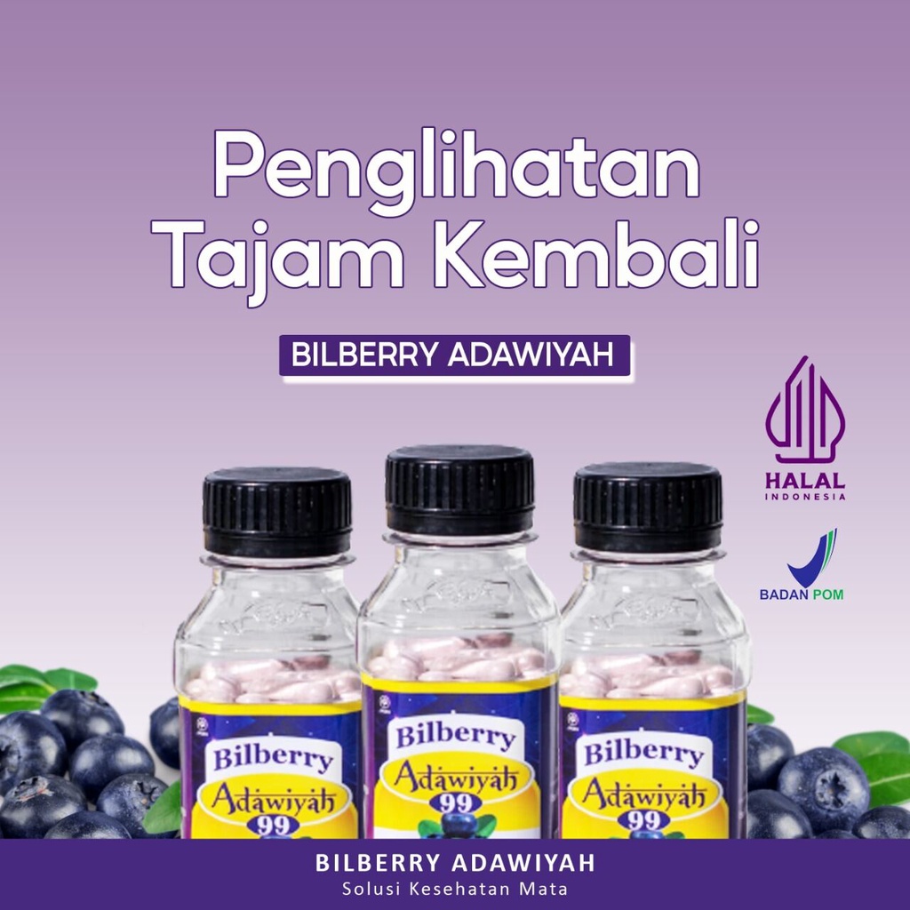 KAPSUL BILBERRY ADAWIYAH 99 / OBAT MATA MINUS / KATARAK / Mata lelah Obat Mata Minus Obat Mata Silinder Herbal Capsules FULL SEGEL Obat Pembersih Paru Tiens Tiensi Tiansi BISA COD 100% SEGEL