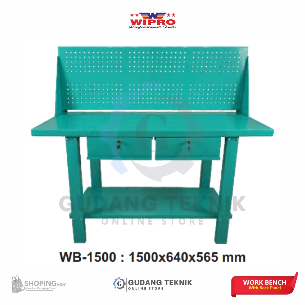 Work Bench Backpanel WIPRO WB-1500 / Meja Kerja Backpanel WIPRO WB1500 - 2 Rak Work Bench WIPRO WB 1500