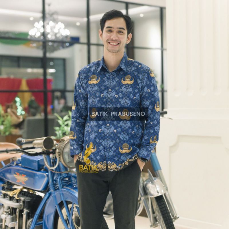 Seragam Korpri Batik Pria Lengan Panjang Slimfit Prabuseno Original Solo Hem Atasan Resmi Cowok Mode