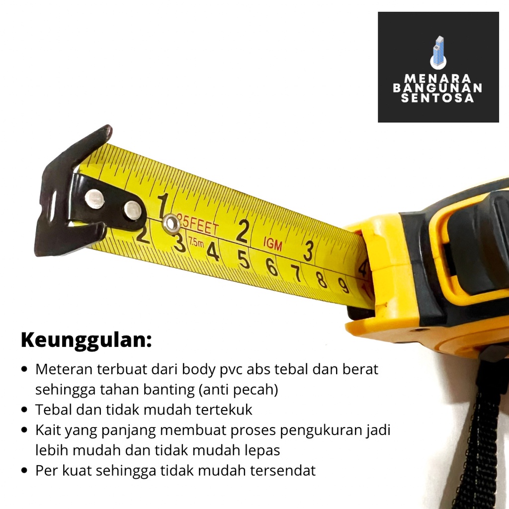 Meteran Super ABS IGM 7.5m - Rol Meter Tukang 7.5 Meter Anti Pecah - Measure Tape