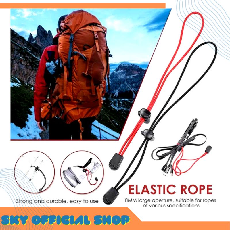 Tali Elastis 2 Pcs Multifungsi Untuk Pengait Ransel Outdoor Trekking Pole Botol Minuman Kuat Tahan Lama  2pcs