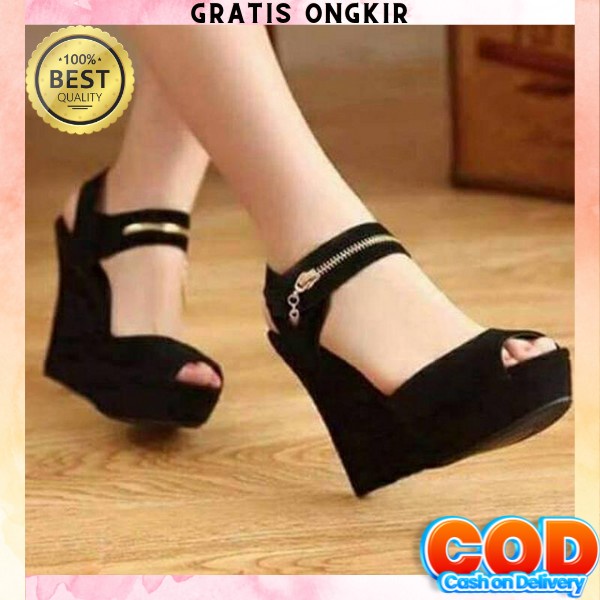 Wedges Pesta Wejes Kondangan Kekinian Sendal Wadges Ibu Ibu Wijes Cewek Korea Sandal Pesta Wedges Sl