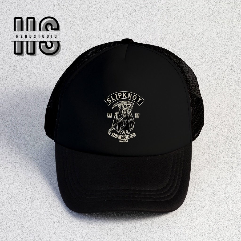 Slipknot | Trucker Hat Best Seller | Topi Pria | Topi | Trucker | Topi Band | Baseball | Band | Topi Jaring | Topi Sablon | Head Studio