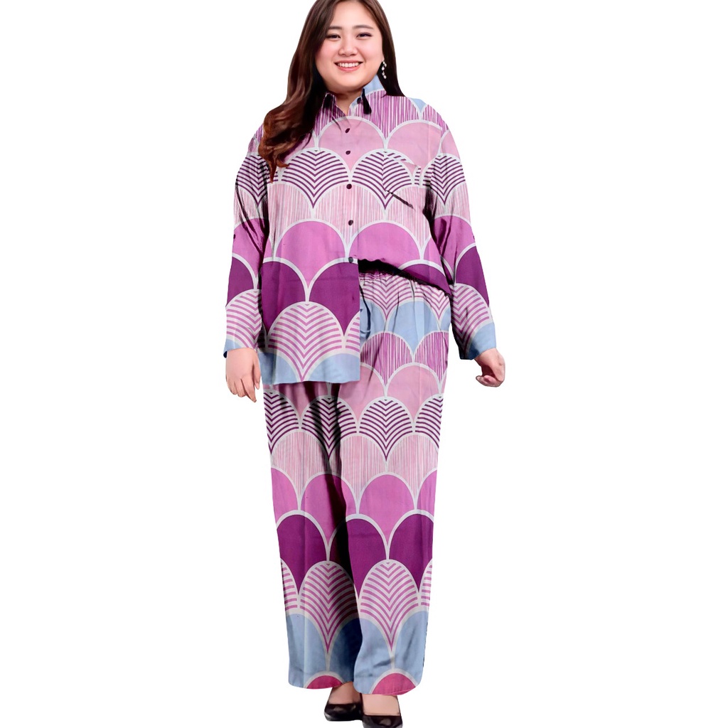 piyama jumbo wanita/piyama lengan panjang jumbo/baju tidur wanita jumbo ld 120 cm/one set oversize