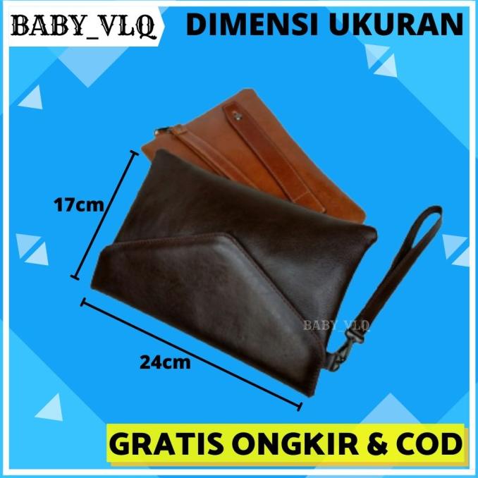 Pesta Sapi Pria Kulit Asli Wanita Hand Cowok Pouch RR25 Bag Dompet Tas