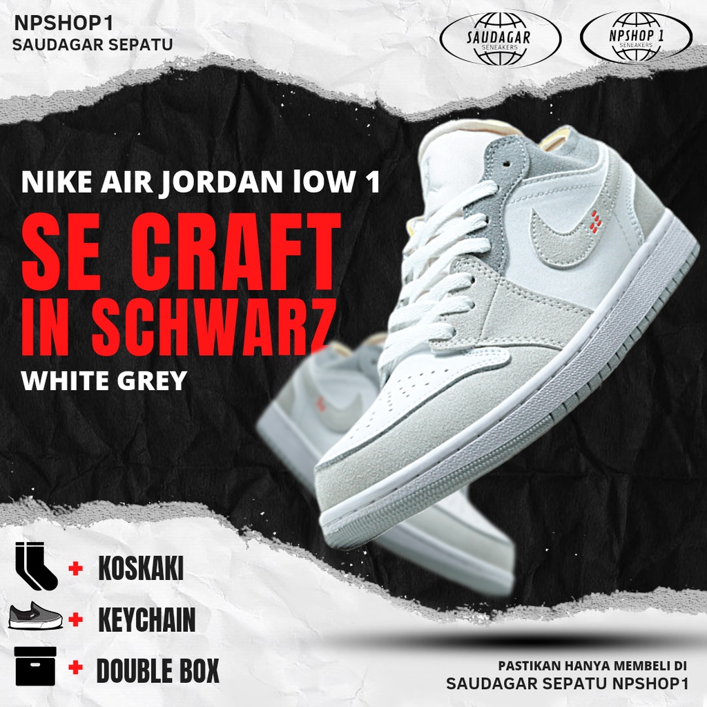 Jual [100 Poto Asli ] Nike Air Jordan Low 1 Se Craft In Schwarz White Grey Shopee Indonesia