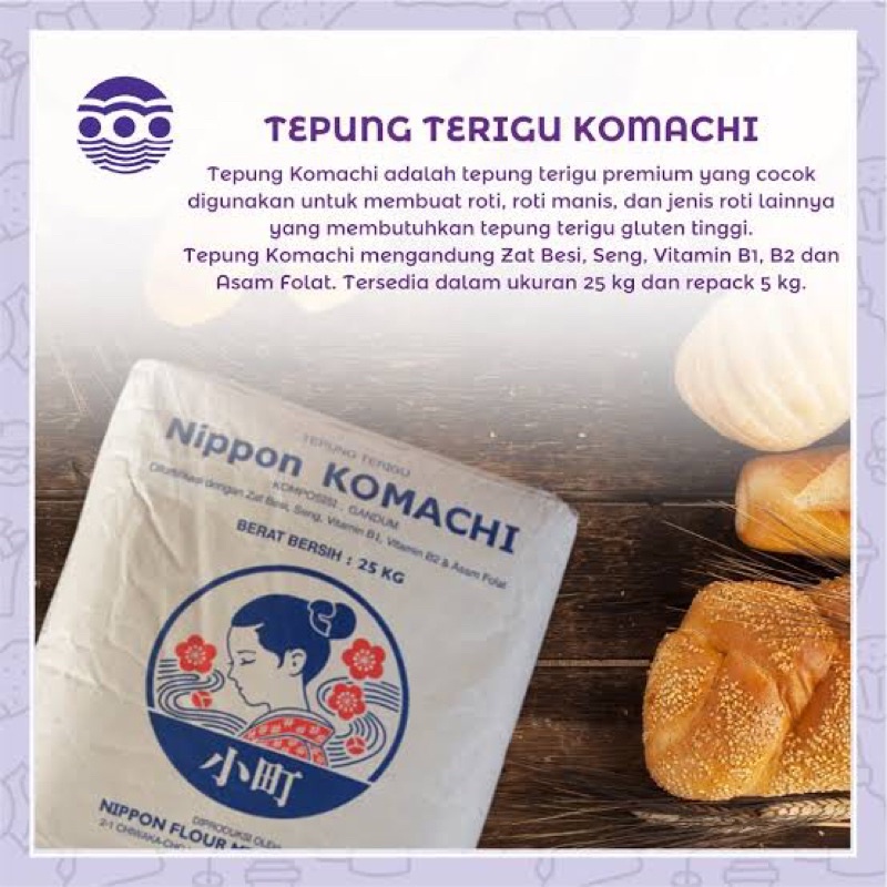 Terigu Nippon KOMACHI 1KG (REPACK) Premium Bakery Flour Protein Tinggi