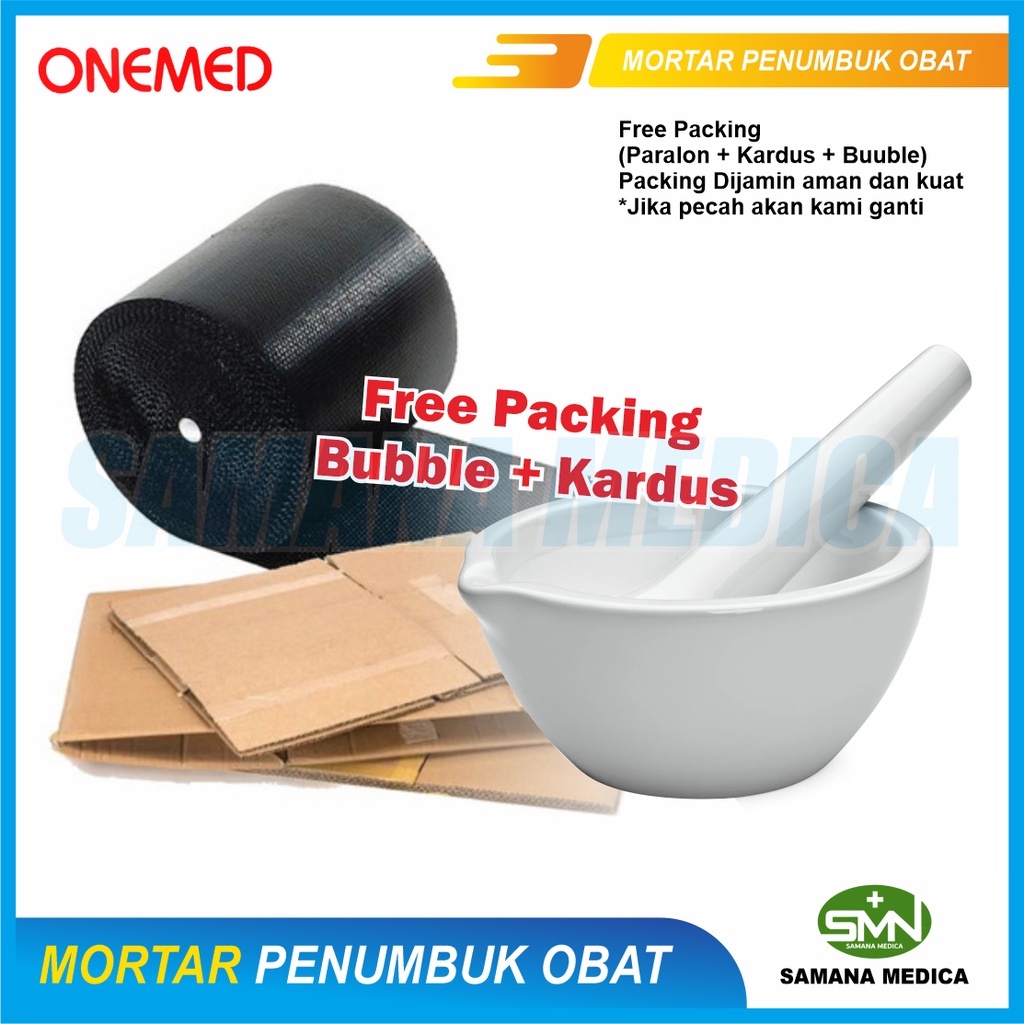 Alat Penumbuk Obat ONEMED / ONEHEALTH Mortar Ukuran Diameter 6 - 8 - 10 - 13 - 16 Cm Mortar With Pestles ONEMED Packing DIJAMIN Aman