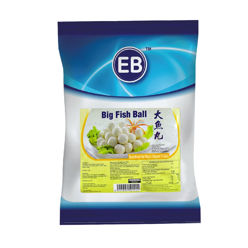 Bakso Ikan Beku EB Big Fish Ball 500 gr &amp; 1kg (Frozen)