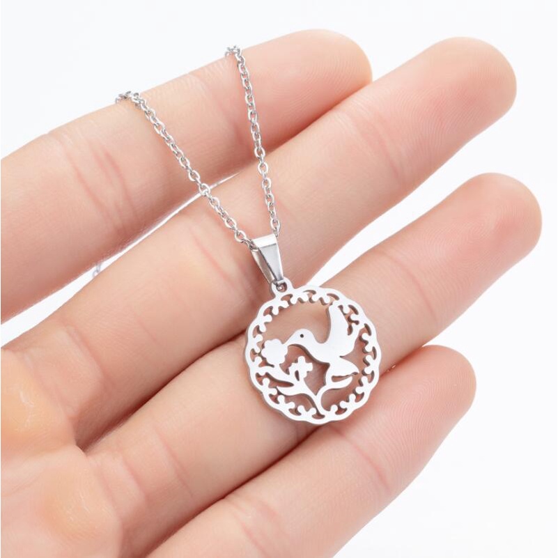 Kalung Rantai Liontin Burung Bahan stainless steel Gaya Jepang Dan Korea Untuk Wanita