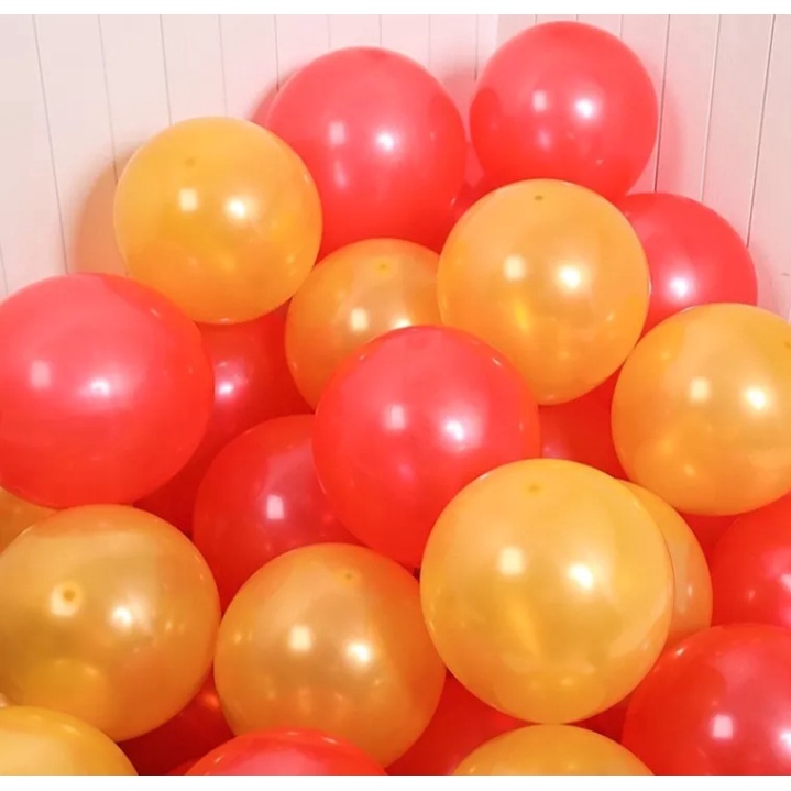 10 Pcs Balon Latex Metalik Merah Orange 12 inch