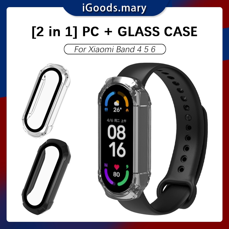 Xiaomi Band 4 5 6 7 PC Hard Case with Tempered Glass / Miband Full Screen Protector