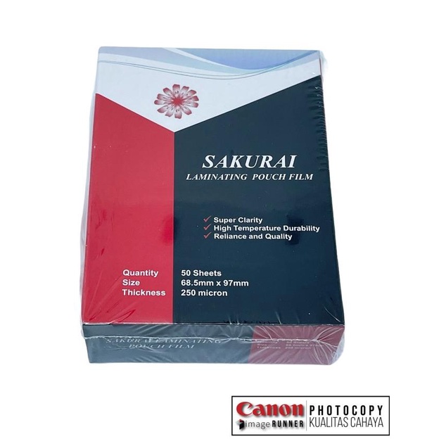

Plastik Laminating KTP 250 Micron SAKURAI Berkualitas Ekonomis 68.5x97