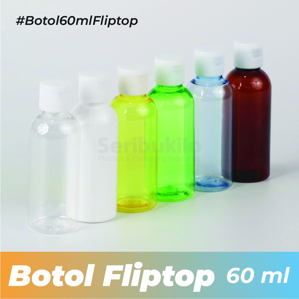 Botol Fliptop 60 ml/ Botol 60ml Warna/Botol Fliptop 60ml Putih/Br 60ml