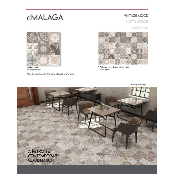 KERAMIK LANTAI 60X60 CM ROMAN GRANIT dMALAGA VINTAGE GRADE A