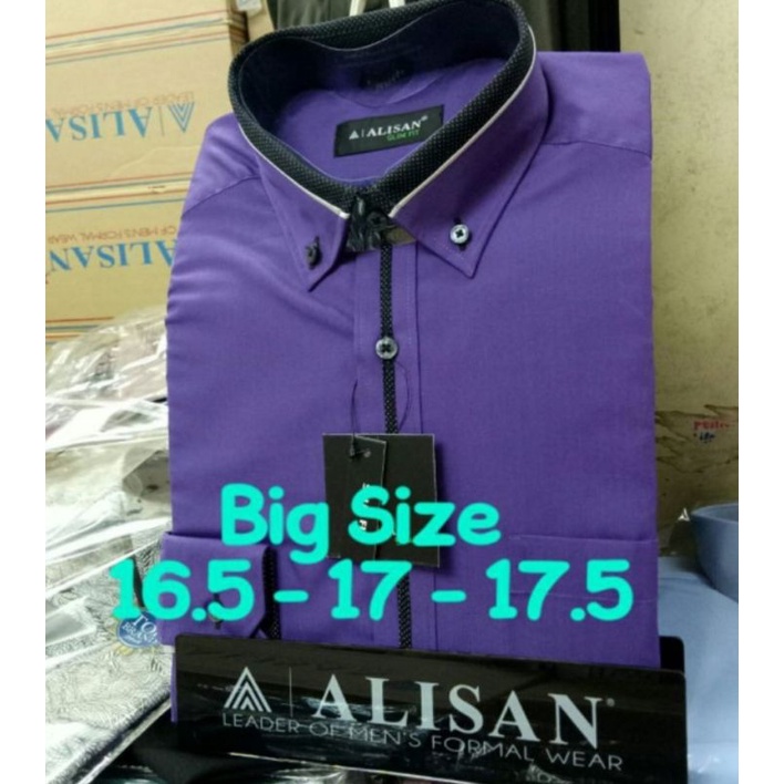 Kemeja Alisan List Tengah Lengan Panjang  (BiG SizE)