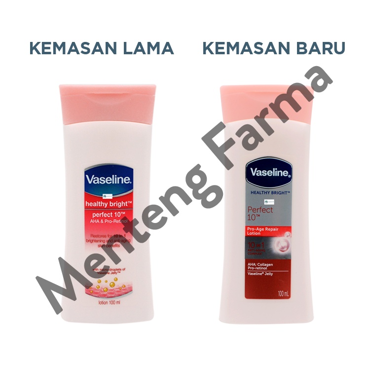 Vaseline Healthy Bright Hand Body Lotion Perfect 10 100 ML - Mencerahkan dan Mencegah Penuaan Dini