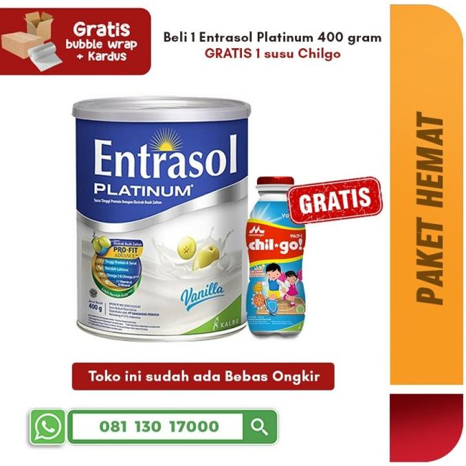 

[ COD ] Entrasol Platinum Vanilla 400 gram FREE 1 Botol Chilgo
