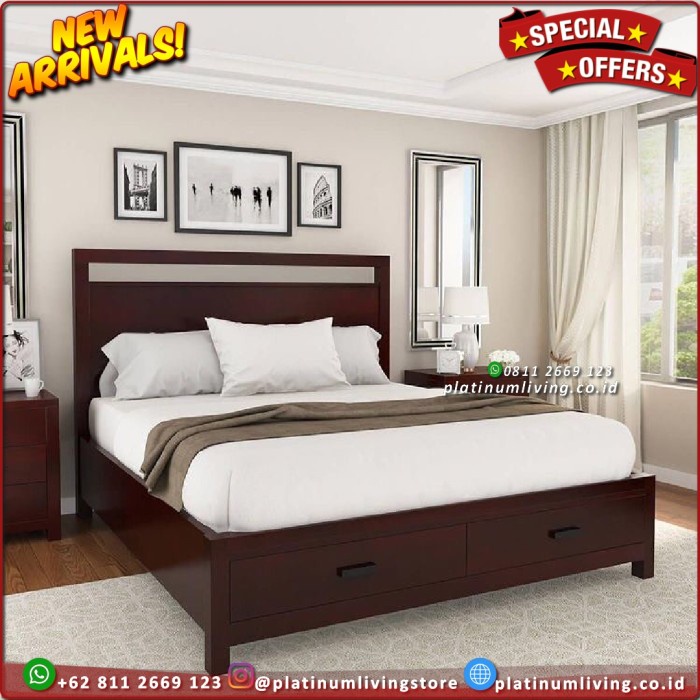 Tempat Tidur Jati Tempat Tidur Jati Laci 2 Dipan Minimalis Divan Laci - 120x200