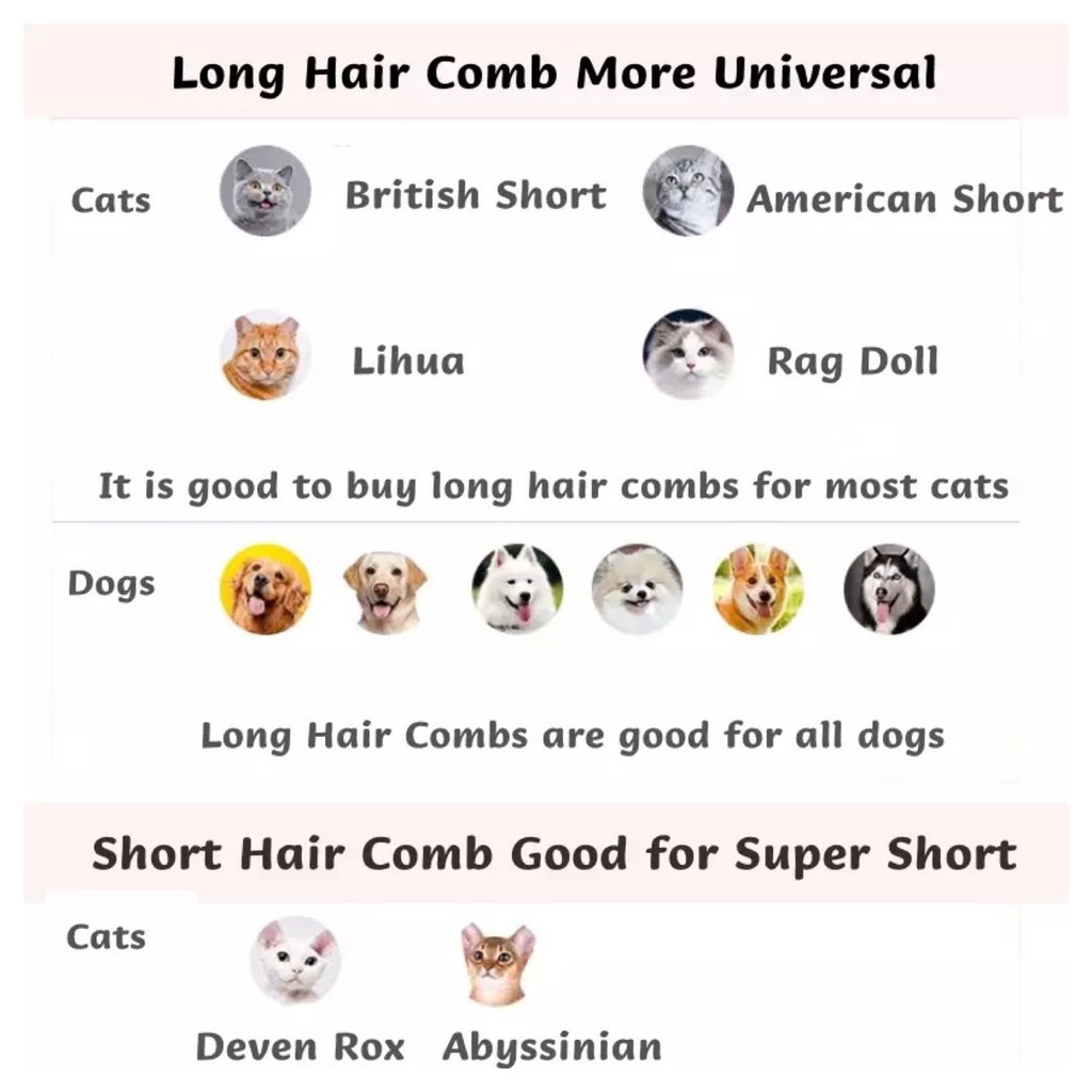 Sisir Rambut Bulu Kucing Anjing Hewan Peliharaan Sikat Penghilang Bulu Kusut Keriting Rambut Panjang Pendek Perawatan Rambut