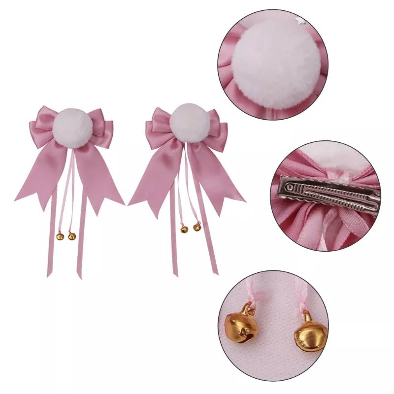 JEPIT RAMBUTCOSPLAY ANIME LOLITA IMPORT BOLA POM POM LUCU DENGAN LONCENG IKATAN SIMPUL PITA JEPITAN RAMBUT HEWAN BULU ANIME JEPANG CHINA