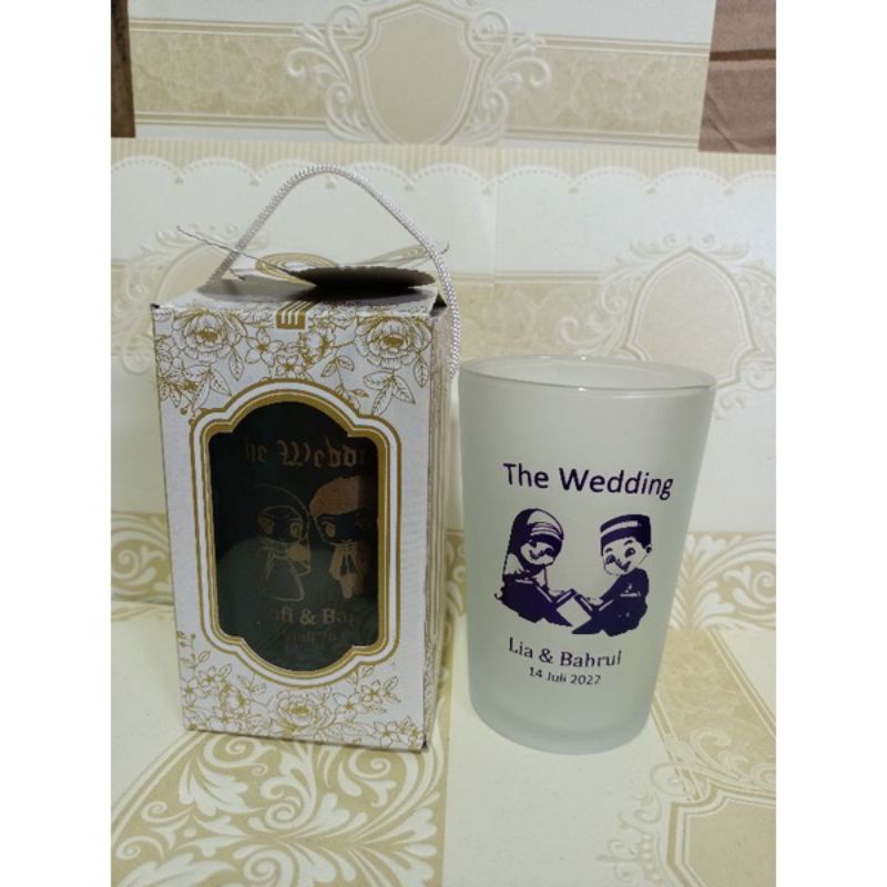 SOUVENIR GELAS SABLON DOFF - SOUVENIR NIKAH & SOUVENIR ACARA - SOUVENIR UMROH & HAJI
