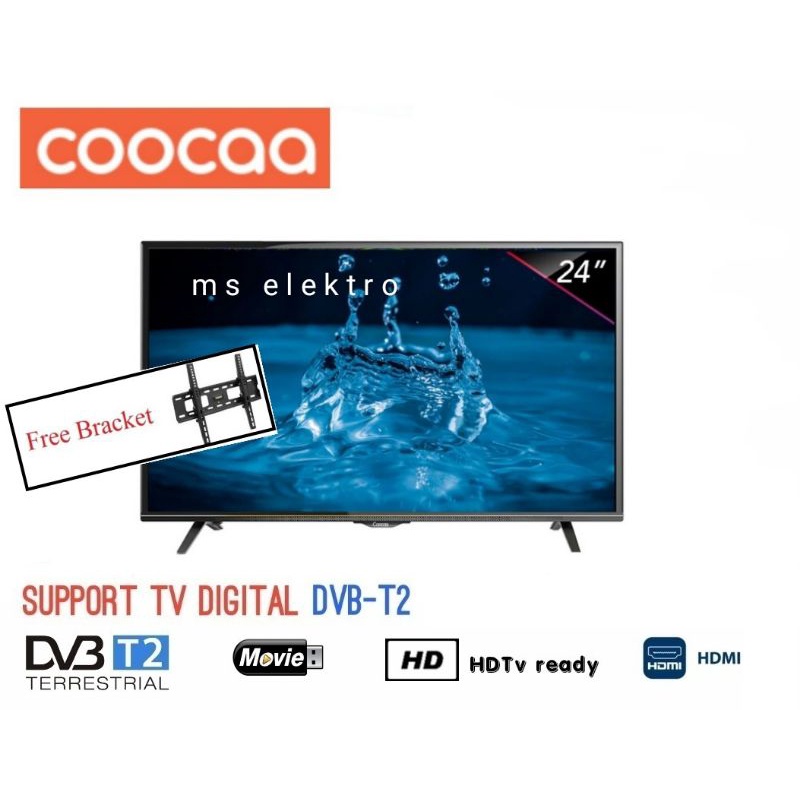 TV LED Coocaa 24 inch Digital DVB T2 HD usb movie monitor