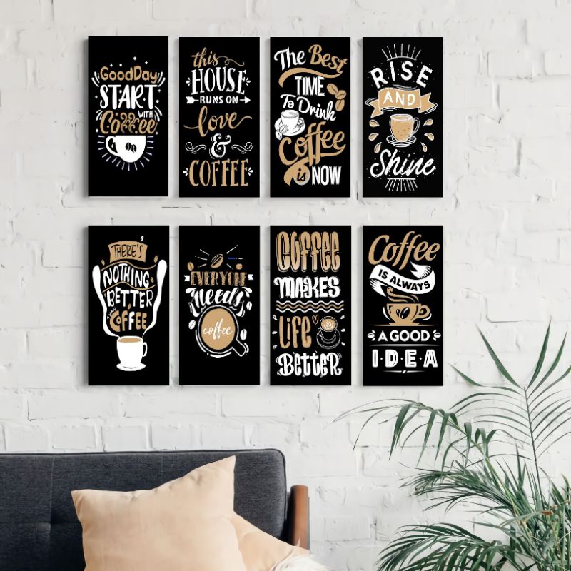 Hiasan Dinding Kafe Pajangan Dekorasi Coffee Shop Poster Kayu Quotes Motivasi Coffee Kopi Aesthetic