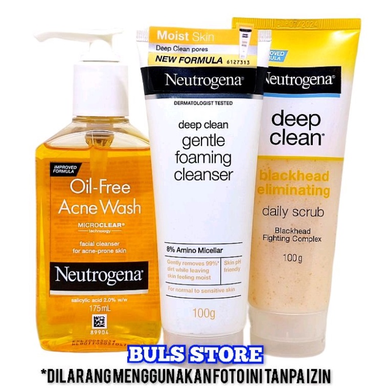 Neutrogena Deep Clean Blackhead Eliminating Daily Scrub/Deep Clean Foaming Cleanser 100gr/Oil-Free A