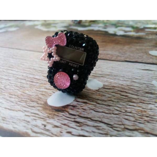 HITAM PITA STAR Tasbih Hias digital Swarovski Tasbih cincin Finger counter Souvenir Cantik kado lucu