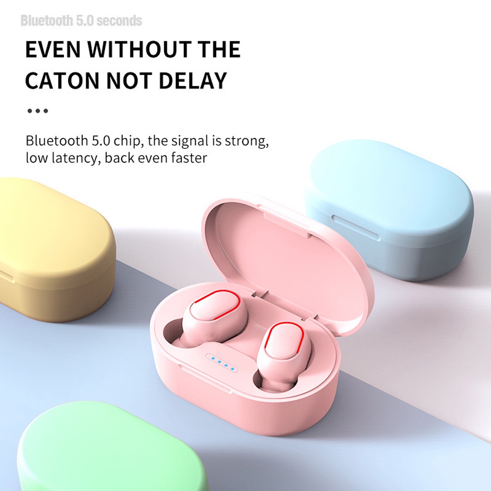 Headset Bluetooth E7S Macaron Led Display TWS Earphone with Mic Henset Bloetooth Wireless Earphone Bluetooth