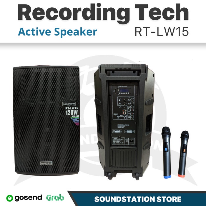 Speaker Aktif Recording Tech Lw-15 Portable Speaker 2 Mic Wireless Murah Promo