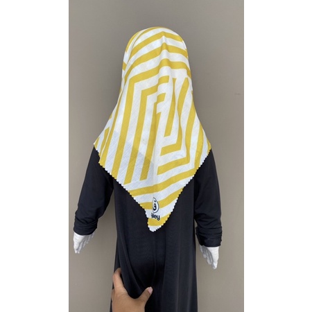 VOAL PRINTING INSTANT ANAK MOTIF GARIS KUNING / HIJAB INSTANT ANAK KARAKTER / KERUDUNG ANAK KARAKTER