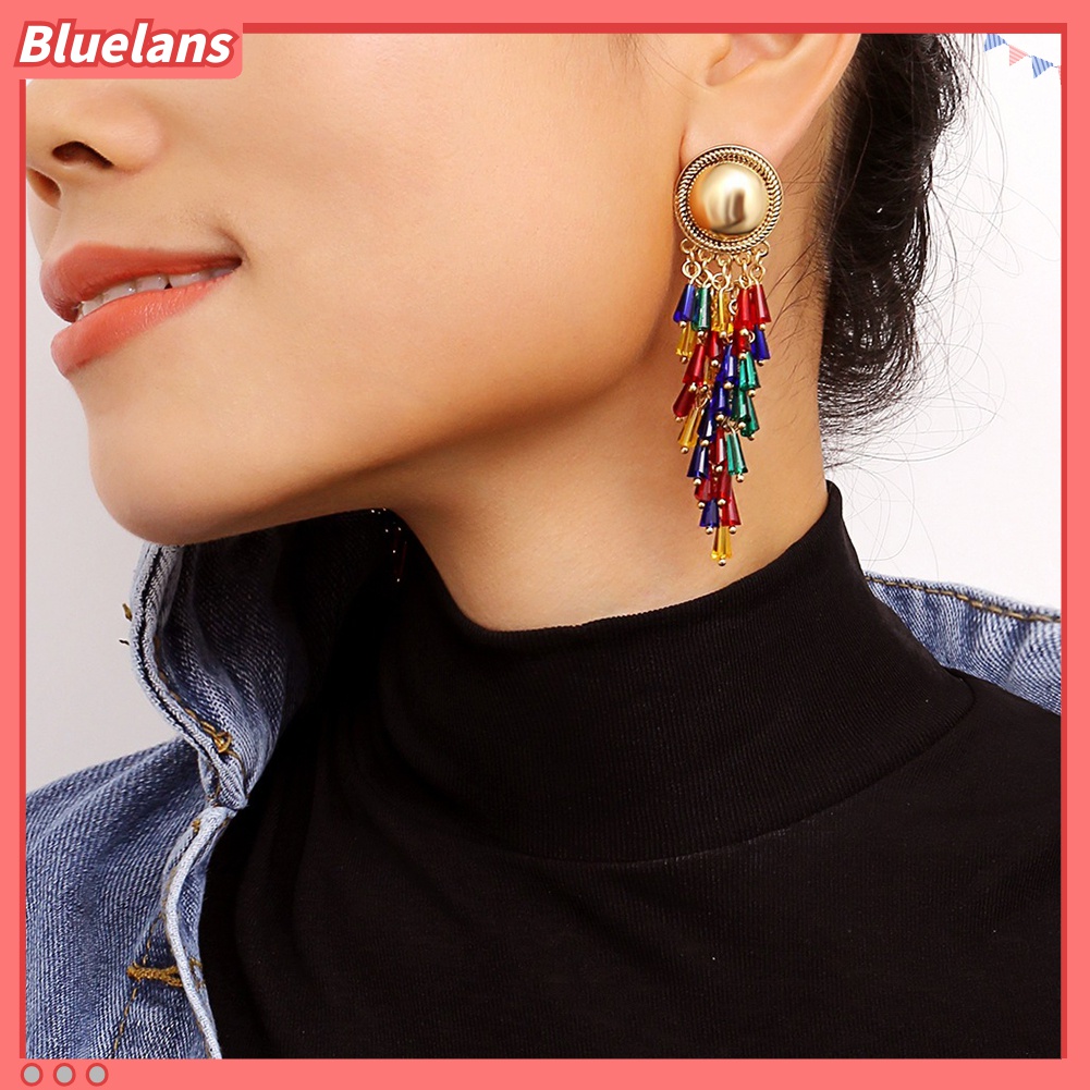 Anting Stud Drop Dangle Bahan Alloy Warna-Warni Untuk Wanita