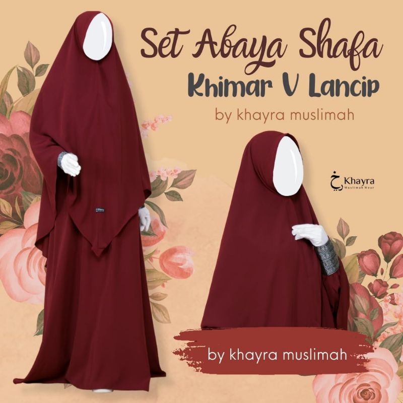 SET ABAYA SHAFA KHIMAR V LANCIP BY KHAYRA MUSLIMAH