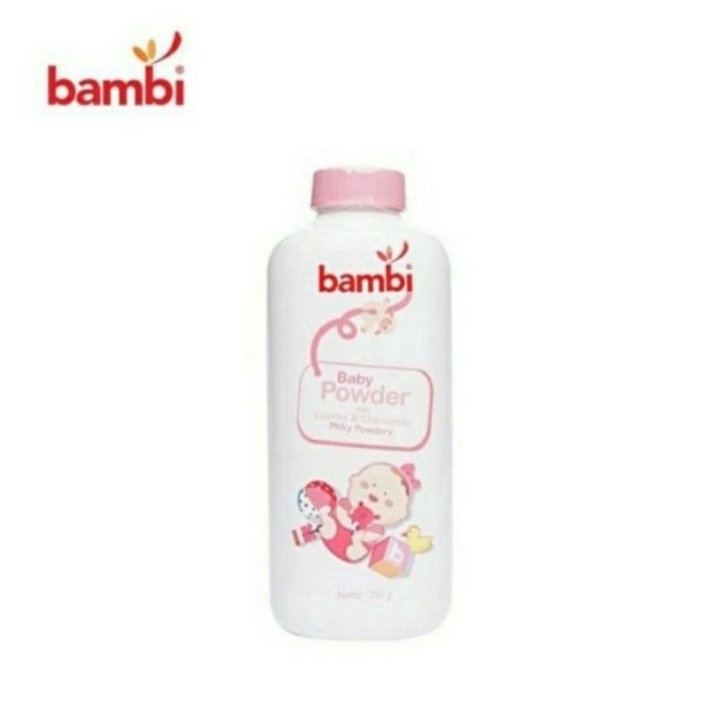 Bambi Baby Powder 100gr Woody &amp; Milky Powdery Pink Biru/bedak bayi