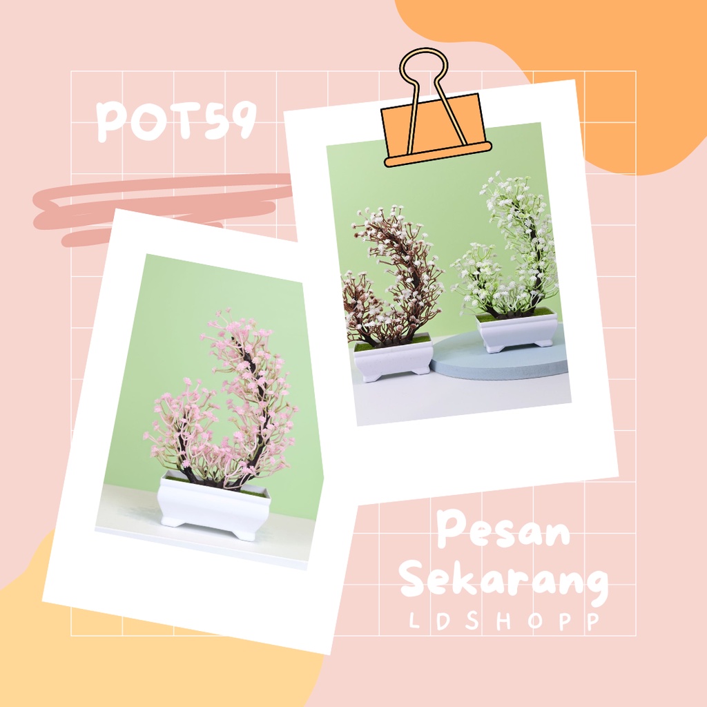 LDS Pot59 tanaman hias Pohon Bonsai Mini Bunga Artificial Plastik Dekorasi Rumah import Murah