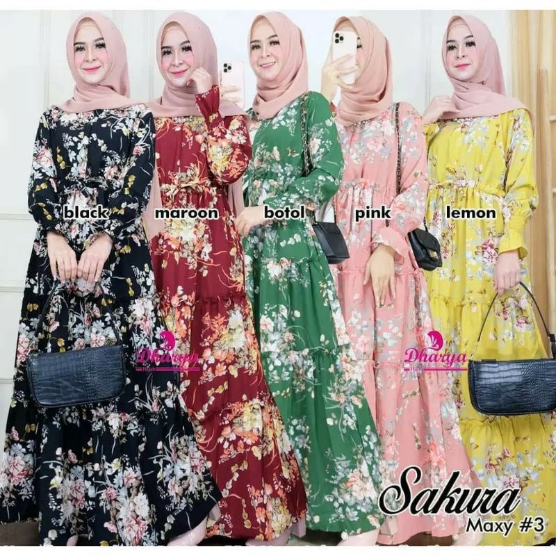 Promo cuci gudang gamis best seller Sakura Busui Ibu Menyusui XL Fashion Muslim Syari Kekinian Mewah Katun Monalisa COD]
