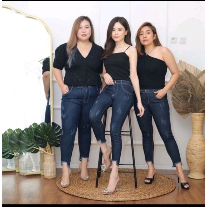 CELANA JEANS 7/9 HARVEY GARMENT PREMIUM QUALITY BAHAN SOFTJEANS STRETCH MELAR SIZE 27-38