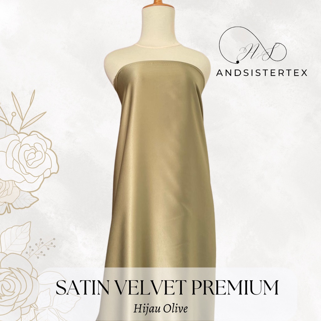 Bahan Kain Satin Velvet Premium Backdrop Background Warna Hijau Olive