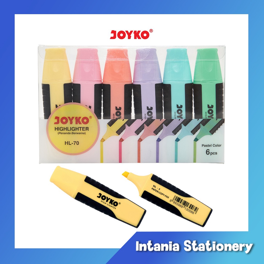 

Highlighter Penanda Berwarna Joyko HL-70 Pastel Color 1 Set 6 Pcs / Stabilo Warna Pastel Joyko