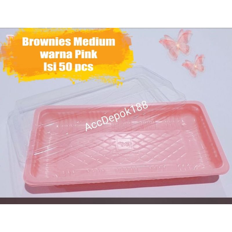 MIKA BROWNIES / MIKA TRAY BOX BENTO / MIKA BOLU PANJANG WARNA PINK ISI 50SET