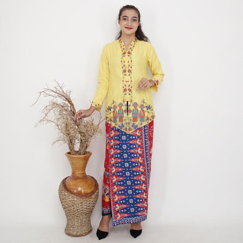 Atasan Kebaya Kuning Motif Ondel-ondel