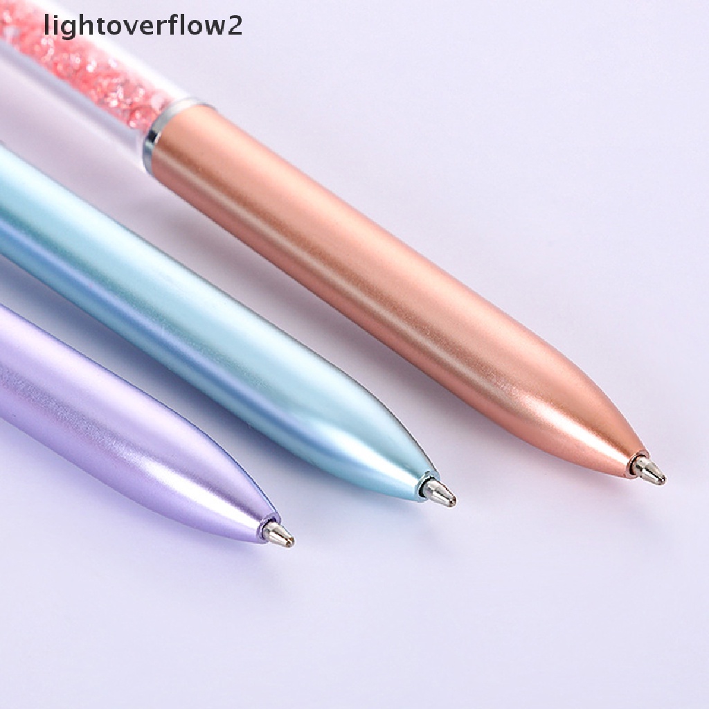 (lightoverflow2) 1pc Pulpen Tinta Hitam Aksen Kristal Berlian Imitasi Untuk Sekolah / Kantor