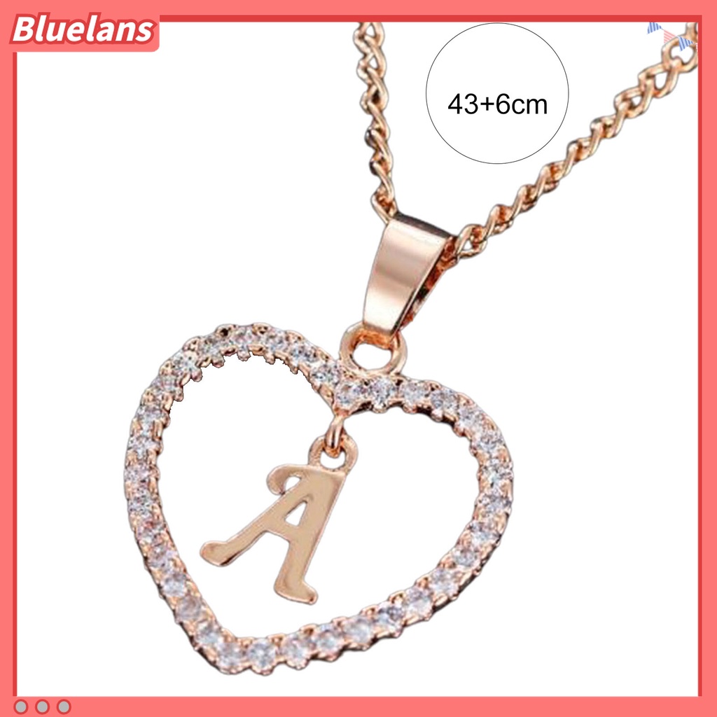 Kalung Dengan Liontin Hati 26 Huruf Aksen Berlian Imitasi Bahan Alloy Untuk Wanita