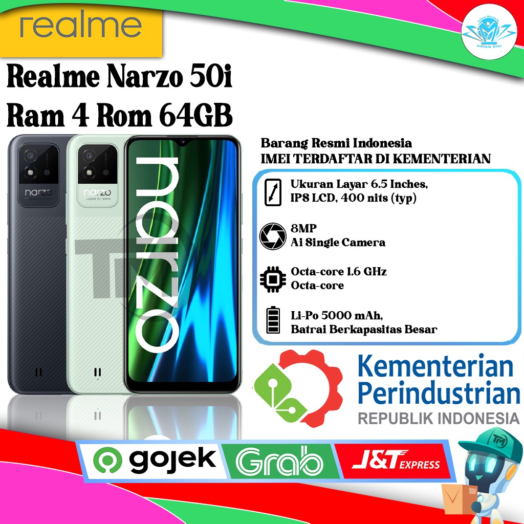 Realme Narzo 50i Ram 4 Rom 64GB