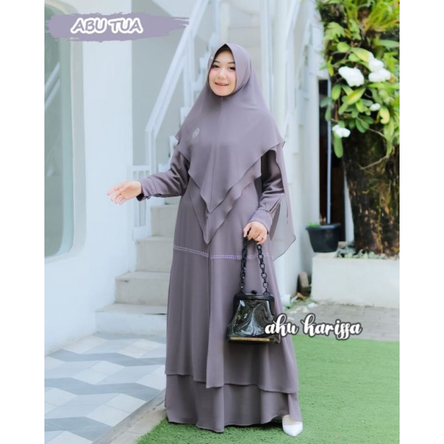 Baju Gamis Ori Aku Karissa pakain Syar'i Jumbo Gamis Set Hijab / Khimar Jumbo Set Syari Wanita Musli