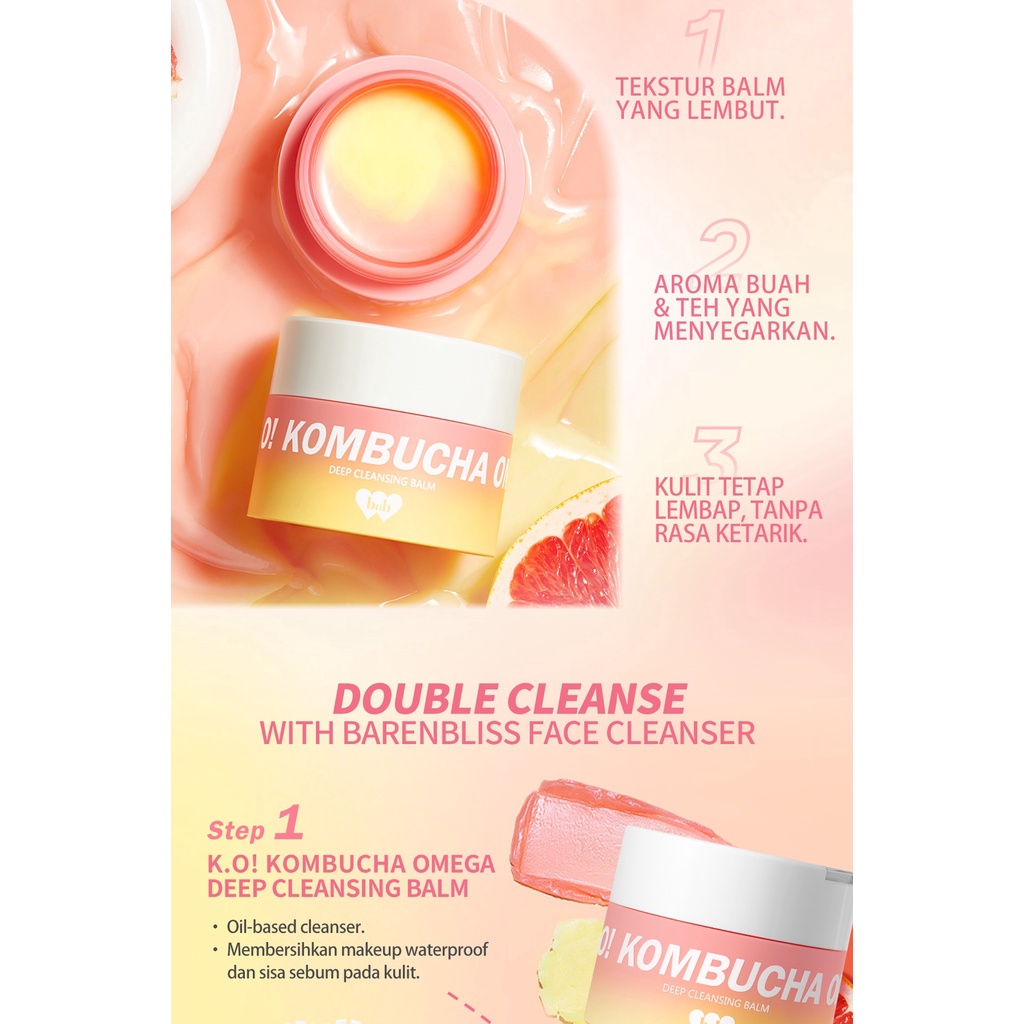 ❤ BELIA ❤ BARENBLISS KO! Kombucha Omega Deep Cleansing Balm 40g Full Size &amp; Refill | Oil Cleanser Pembersih Make Up Waterproof | Cleanser | BNB | Baren Bliss BPOM