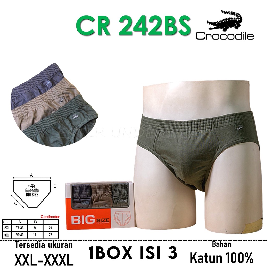 Celana Dalam Pria Crocodile Big Size CR 242 BS ISI-3Pcs/Pack