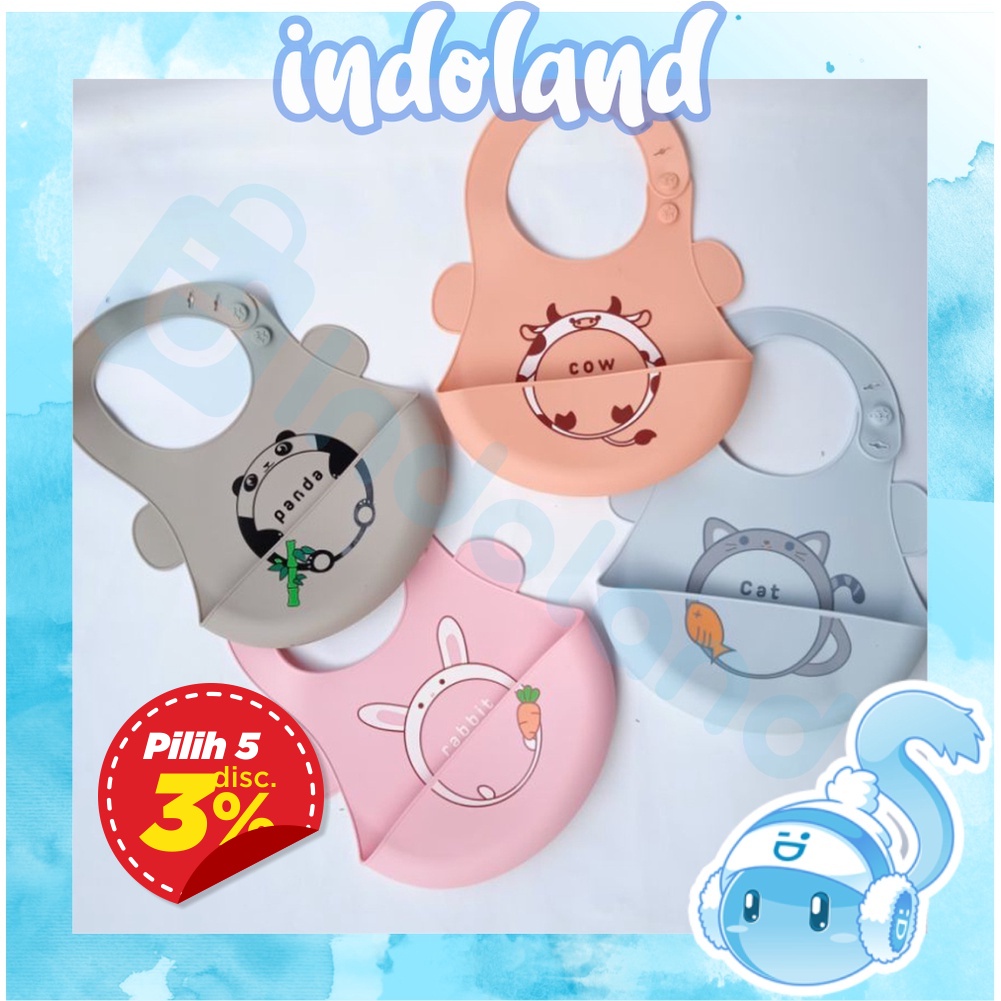 ☀ INDOLAND ☀ R586  Celemek Makan Bayi Baby BIB Slabber Full Silikon